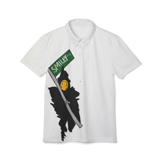 Street Sign Smiley Polo Shirt — Urban Graphic Polo